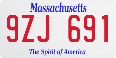 MA license plate 9ZJ691