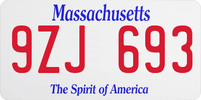 MA license plate 9ZJ693