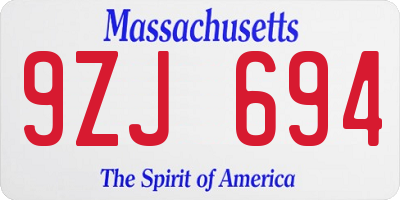 MA license plate 9ZJ694