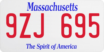 MA license plate 9ZJ695