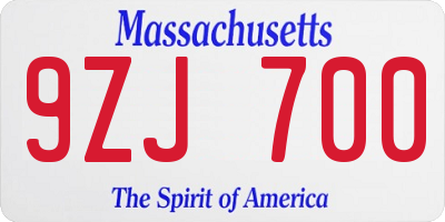 MA license plate 9ZJ700