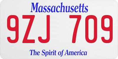 MA license plate 9ZJ709