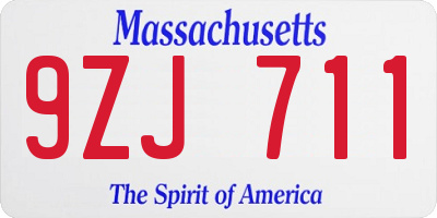 MA license plate 9ZJ711