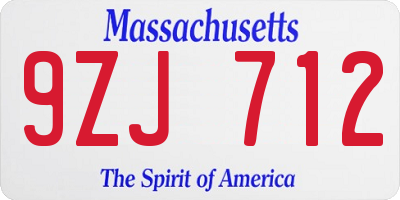 MA license plate 9ZJ712