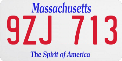 MA license plate 9ZJ713