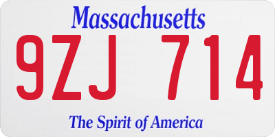 MA license plate 9ZJ714