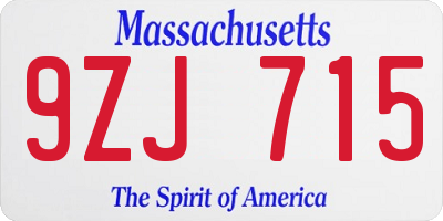 MA license plate 9ZJ715