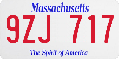 MA license plate 9ZJ717