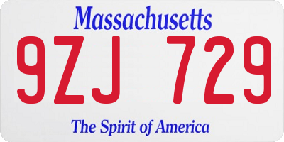 MA license plate 9ZJ729