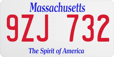 MA license plate 9ZJ732