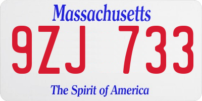 MA license plate 9ZJ733