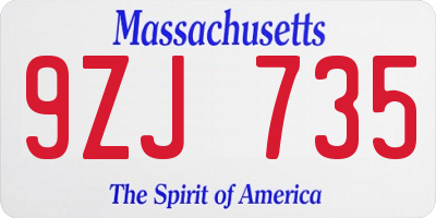 MA license plate 9ZJ735