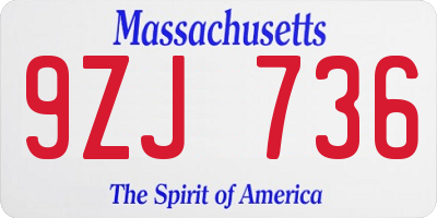 MA license plate 9ZJ736