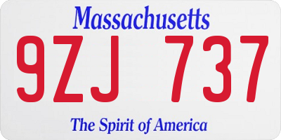 MA license plate 9ZJ737