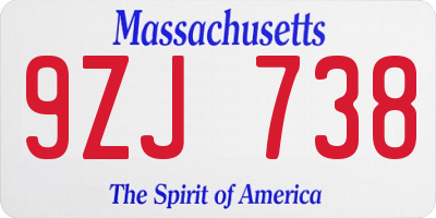 MA license plate 9ZJ738