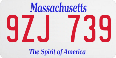 MA license plate 9ZJ739