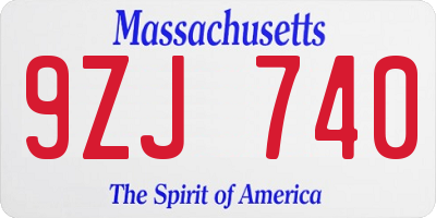 MA license plate 9ZJ740