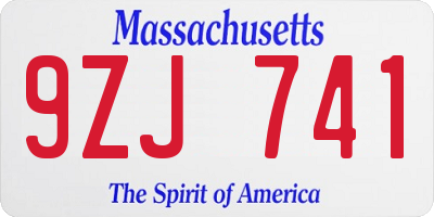 MA license plate 9ZJ741