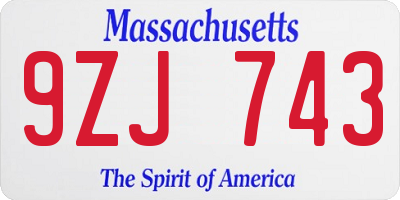 MA license plate 9ZJ743