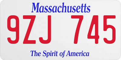 MA license plate 9ZJ745