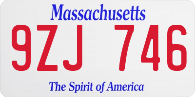 MA license plate 9ZJ746