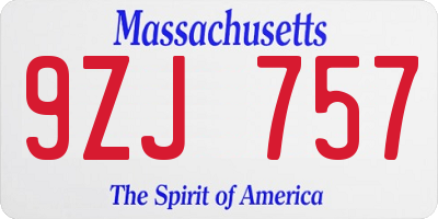 MA license plate 9ZJ757