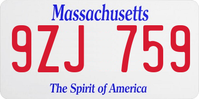 MA license plate 9ZJ759