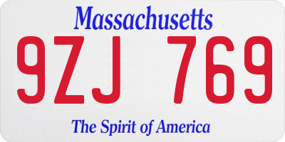 MA license plate 9ZJ769