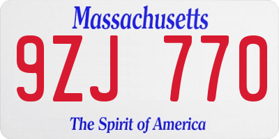 MA license plate 9ZJ770