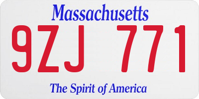 MA license plate 9ZJ771