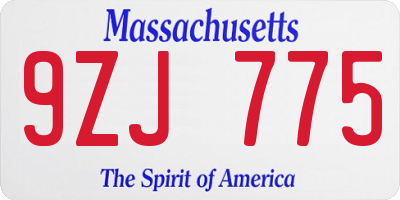 MA license plate 9ZJ775