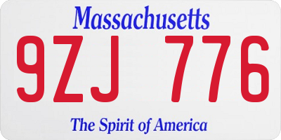 MA license plate 9ZJ776