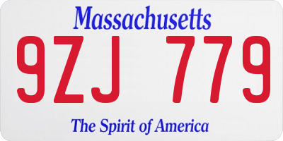 MA license plate 9ZJ779