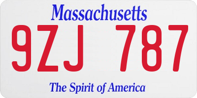 MA license plate 9ZJ787