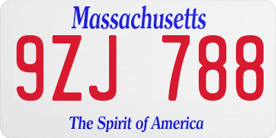 MA license plate 9ZJ788