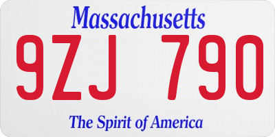 MA license plate 9ZJ790