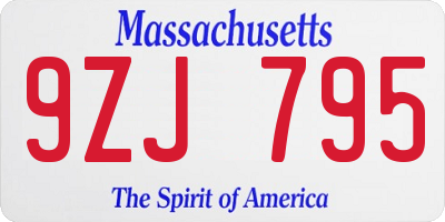 MA license plate 9ZJ795
