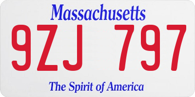 MA license plate 9ZJ797