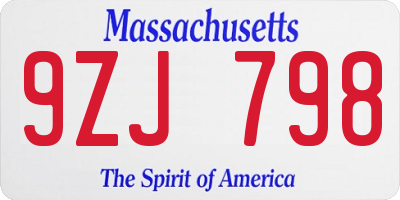 MA license plate 9ZJ798