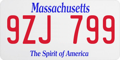 MA license plate 9ZJ799