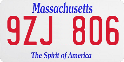 MA license plate 9ZJ806