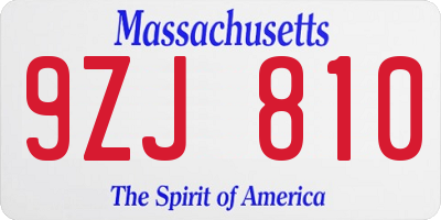 MA license plate 9ZJ810