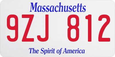 MA license plate 9ZJ812