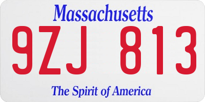 MA license plate 9ZJ813