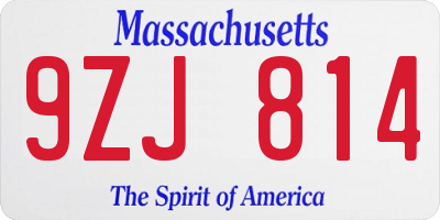 MA license plate 9ZJ814