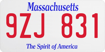 MA license plate 9ZJ831