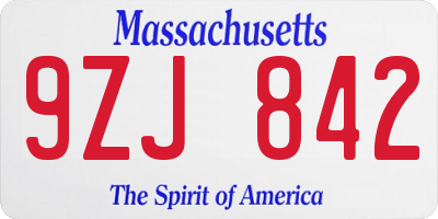 MA license plate 9ZJ842