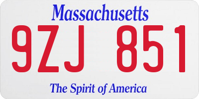 MA license plate 9ZJ851