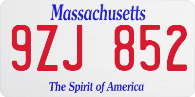 MA license plate 9ZJ852