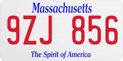 MA license plate 9ZJ856